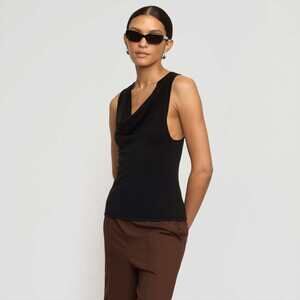 Modern Citizen Valerie Cowl-Neck Racerback Knit Top Size LBlack / L
